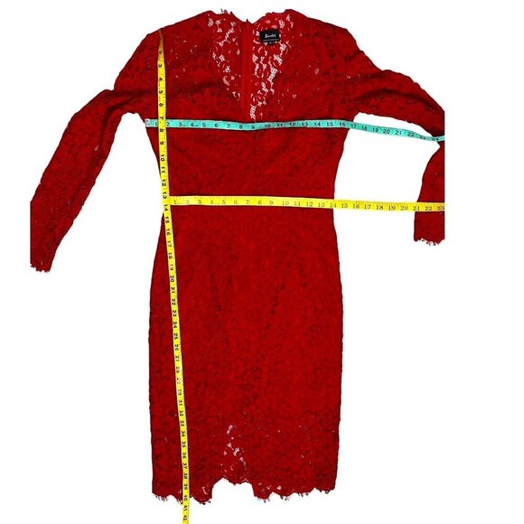 Bardot Midnight Lace Knee Length Dress in Famous Red Long Sleeve Size 8/M - Picture 10 of 10